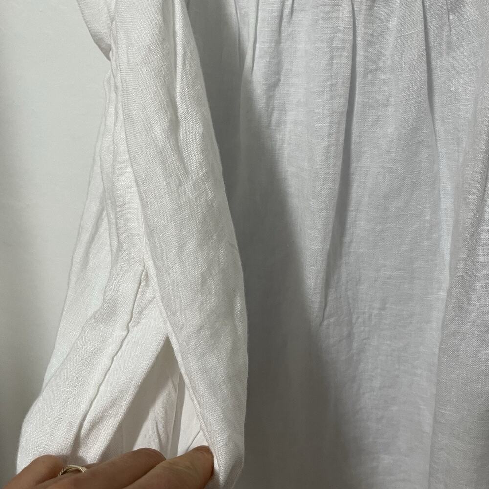 J Crew Square Neck Linen Smocked Midi Dress Size 24 Pure White Coastal Lagom EUC - Picture 8 of 10